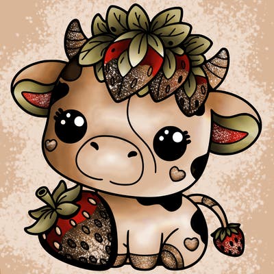 cute strawberry cow
