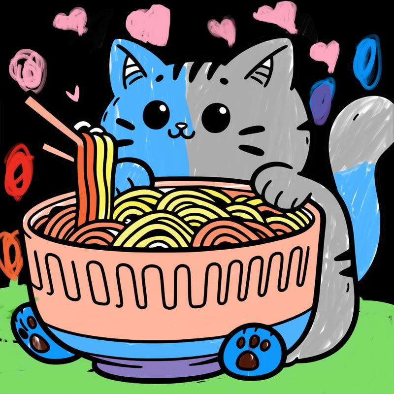 cat with ramen