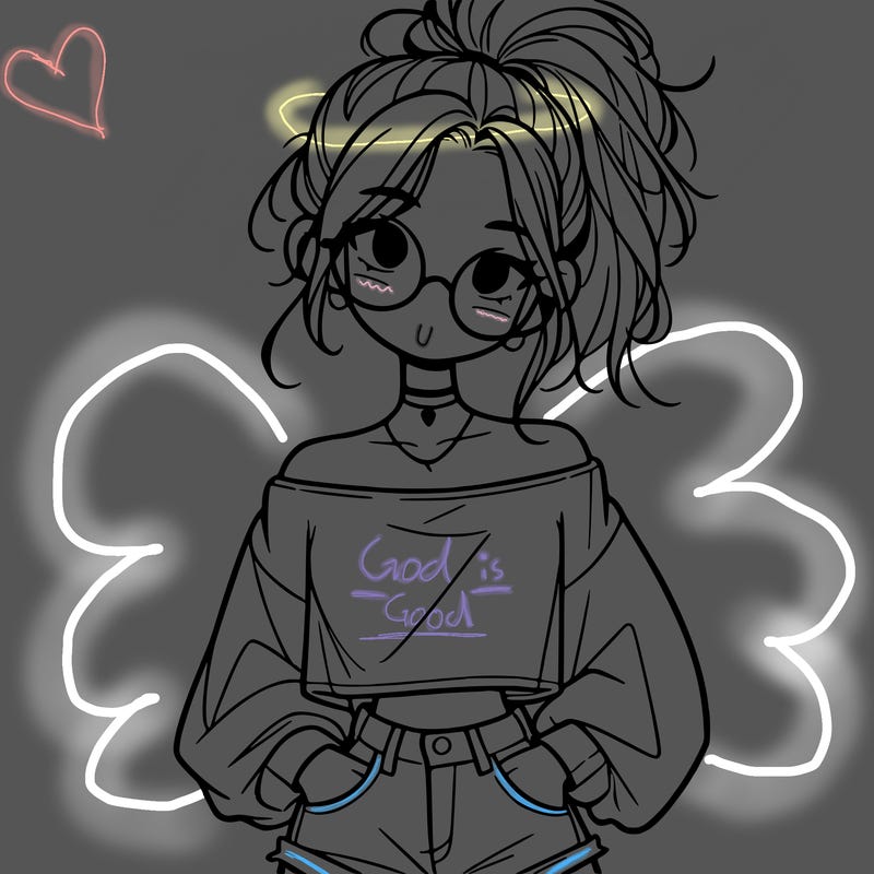 girl with a messy ponytail glasses a baggy crop top and jean shorts