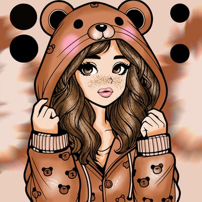 realistic girl in a animal pjs hoodie