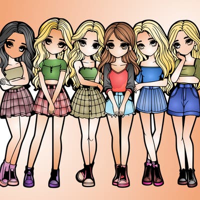 a group of girls realistic