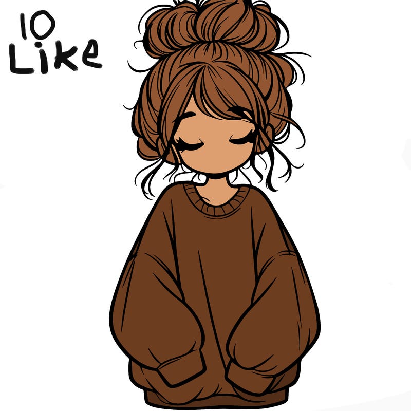 girl with baggy sweatshirt and messy bun