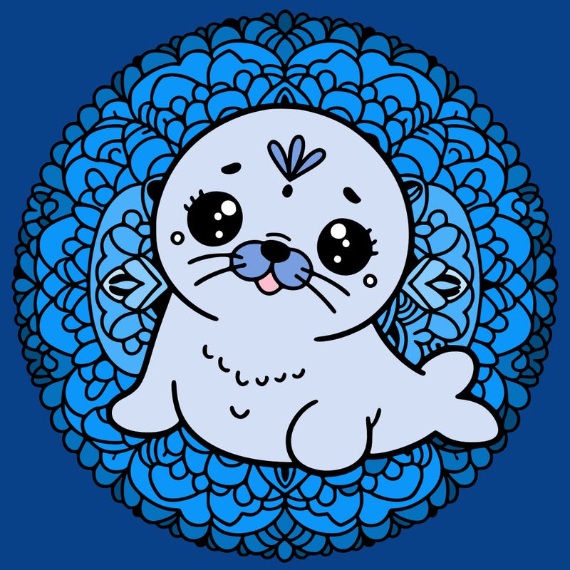 a cute baby seal mandala