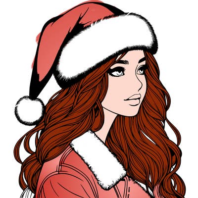 realistic girl in santa hat