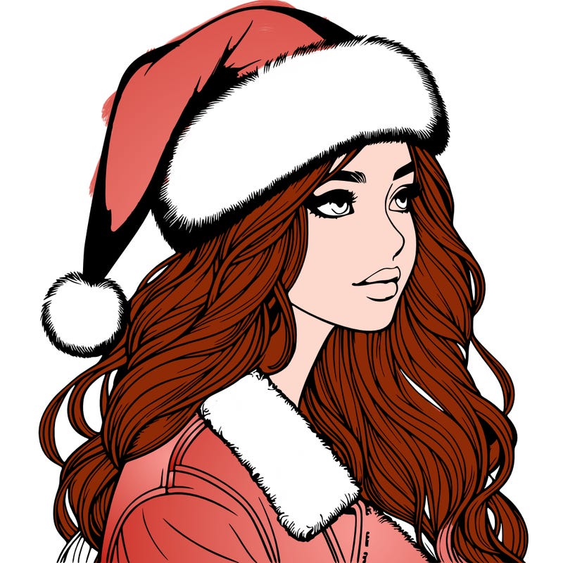 realistic girl in santa hat