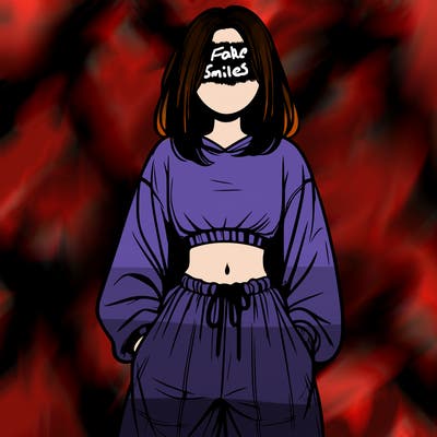 realistic girl faceless with baggy pants and a crop top