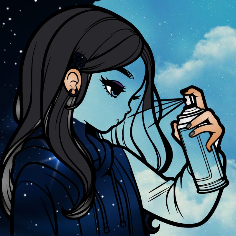 a realistic girl spray painting