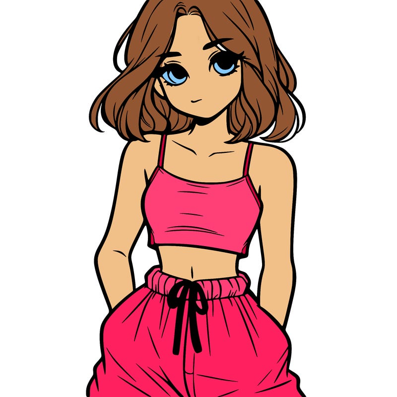 girl in crop top and baggy pantd
