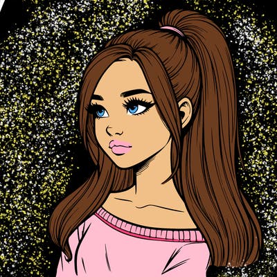 realistic girl with a high ponytail