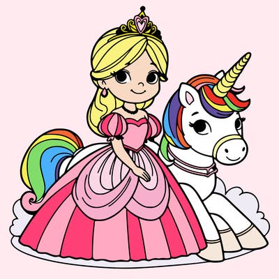 princess with a pet unicorn