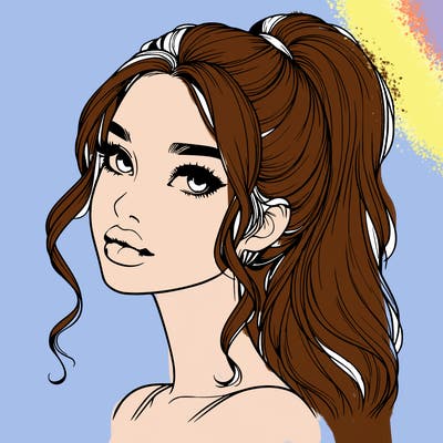 realistic girl with a ponytail on her hair and lips