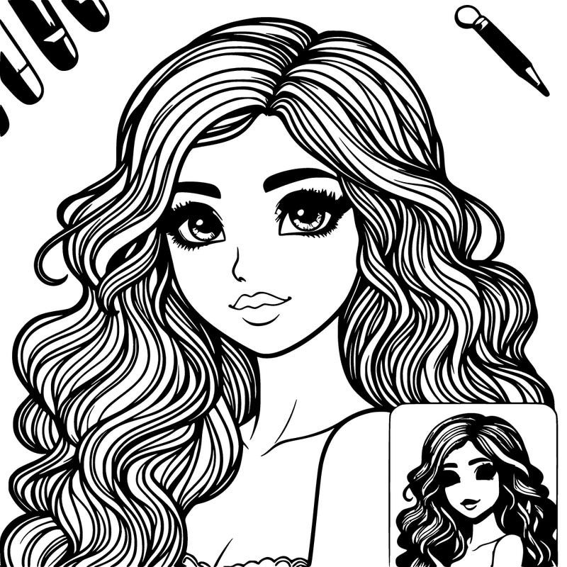 realistic beautiful girl with wavy hair