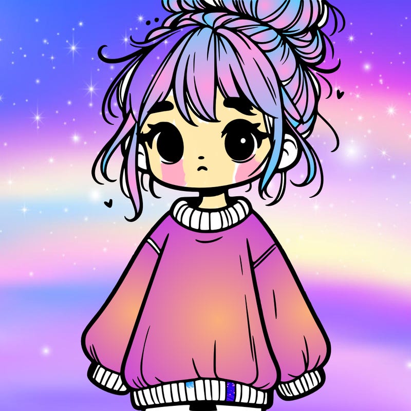 cute girl with baggy jumper and messy bun