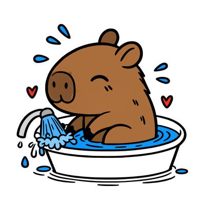 capybara taking a bath