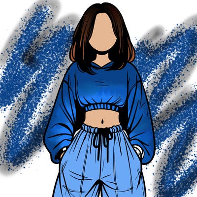 realistic girl faceless with baggy pants and a crop top