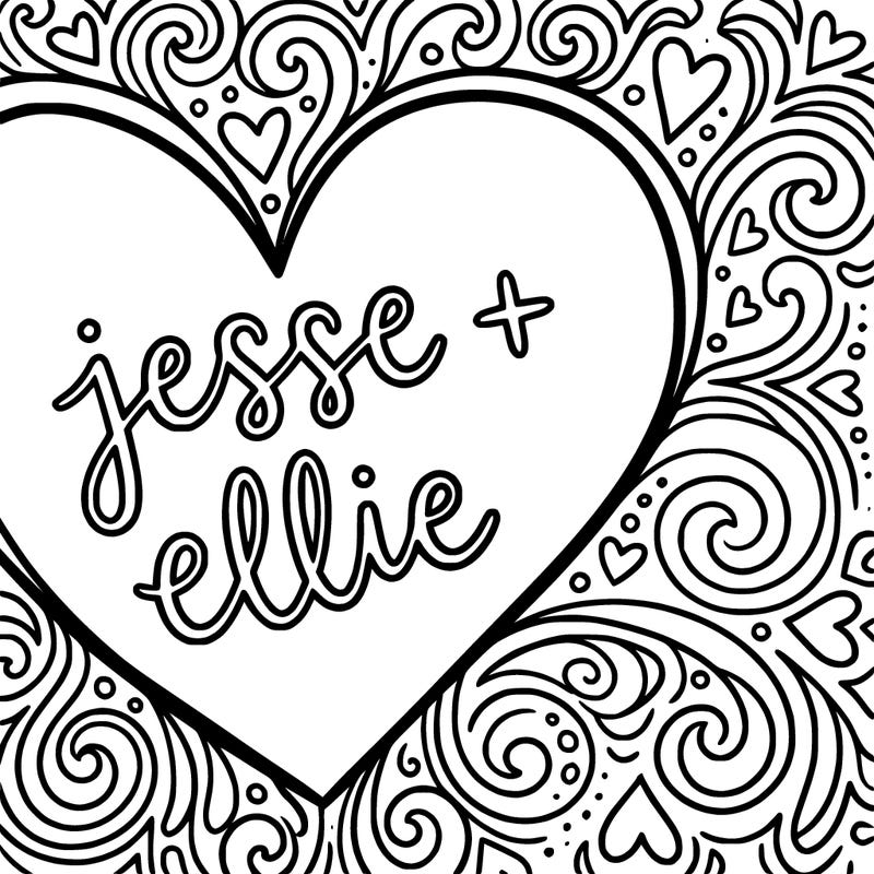 heart that says jesse + ellie