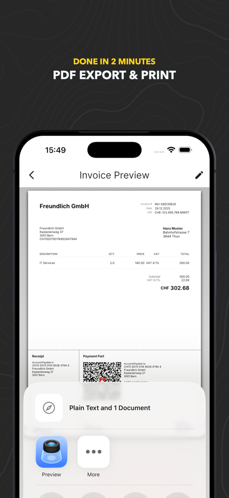 Swiss QR Bill & Invoice - Finance App | MWM