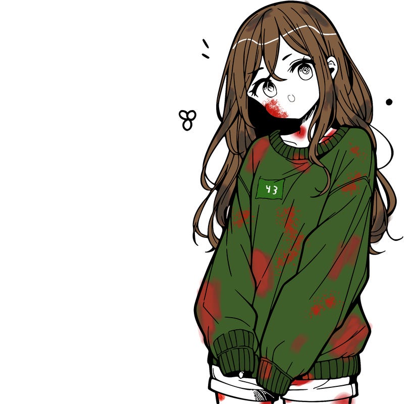 manga teen girl  in a sweater and baggy pants