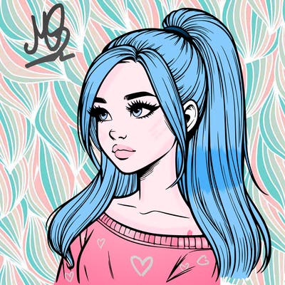 realistic girl with a high ponytail