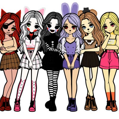 a group of girls realistic