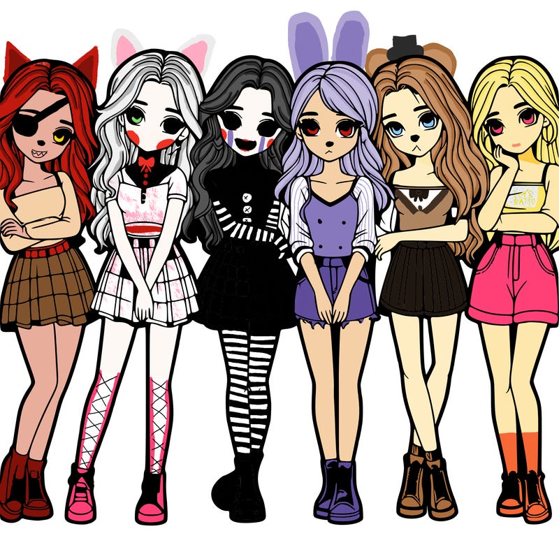 a group of girls realistic