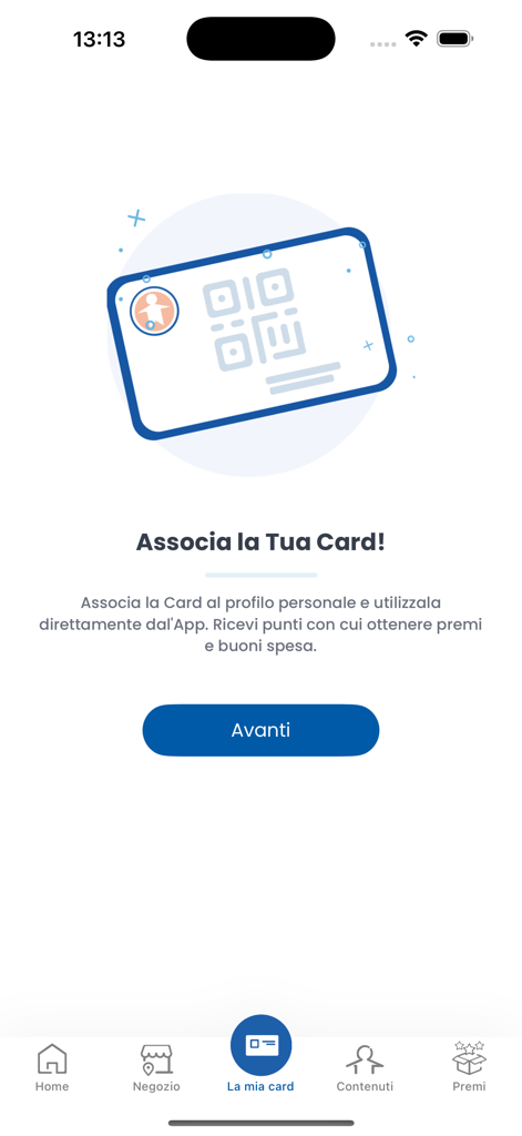 SuperSIGMA - SuperSIGMA app screen for linking a digital loyalty card to a personal profile for shopping rewards