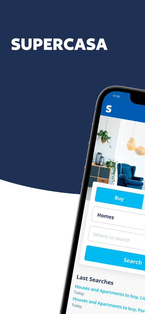 SUPERCASA - SUPERCASA app search interface for finding homes and apartments to buy or rent