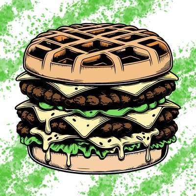 realistic waffle burger