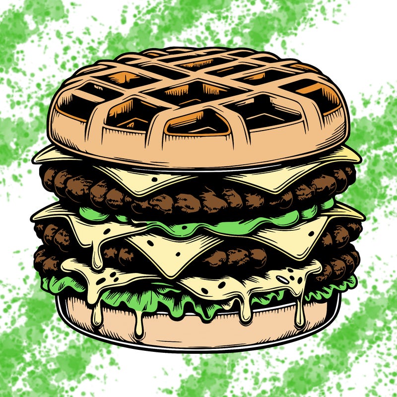 realistic waffle burger