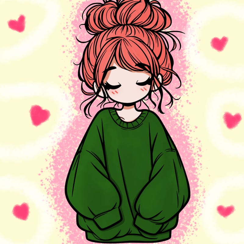 girl with baggy sweatshirt and messy bun