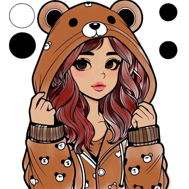 realistic girl in a animal pjs hoodie