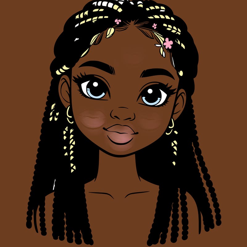 a realistic black girl with braids