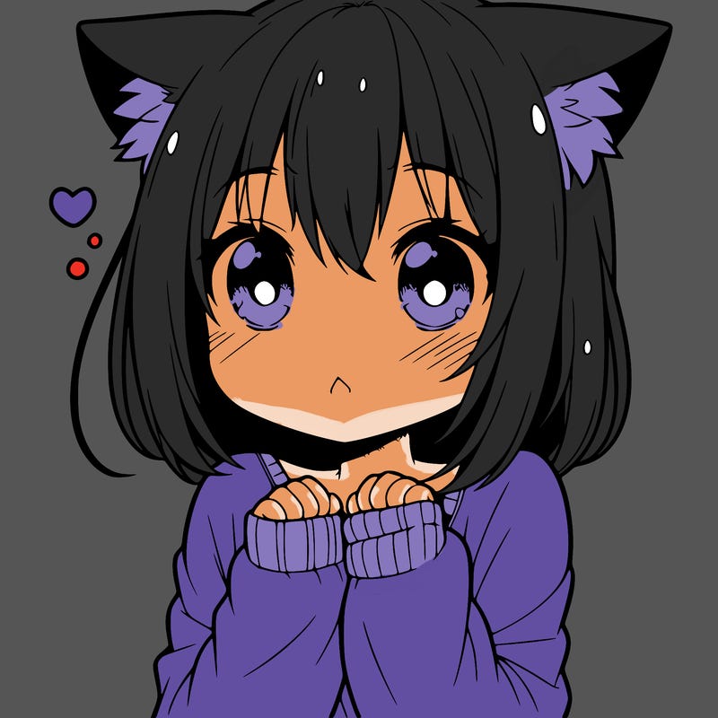 shy anime catgirl