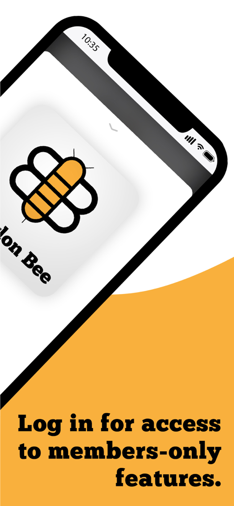 The Babylon Bee - The Babylon Bee app login screen highlighting members only features and the app logo
