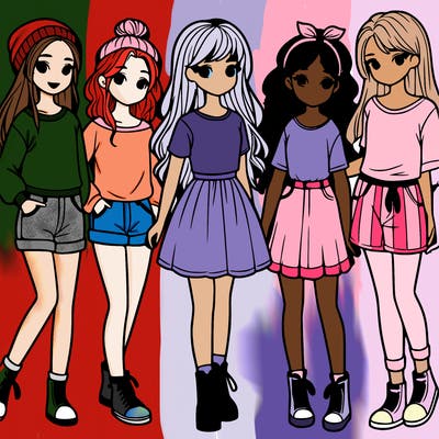 a group of five girls