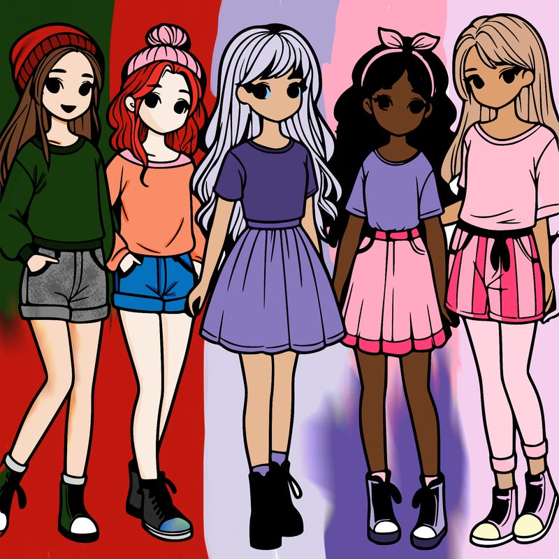 a group of five girls