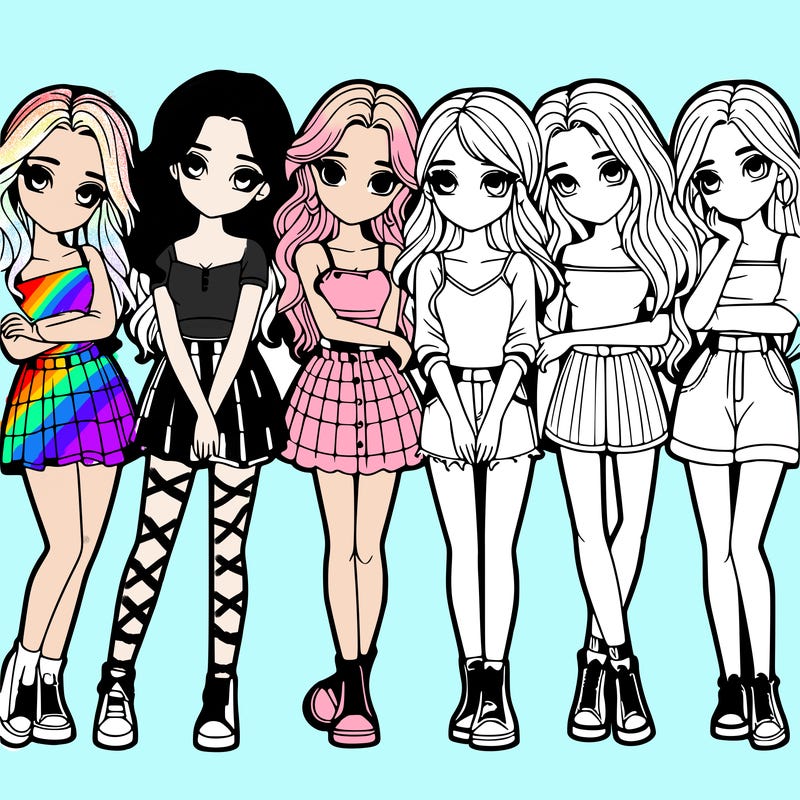 a group of girls realistic