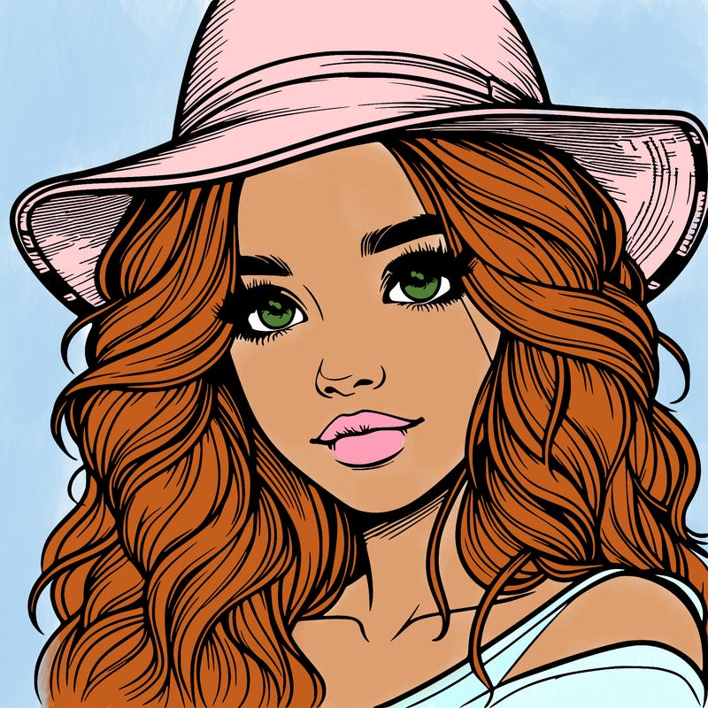 realistic girl with hat