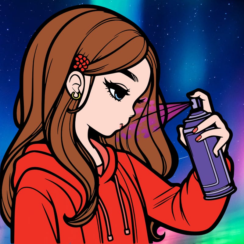 a realistic girl spray painting