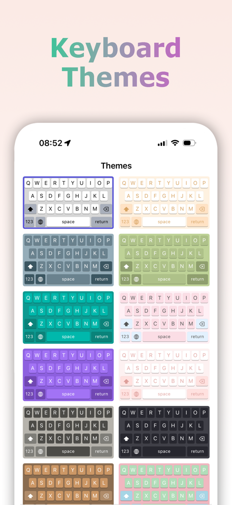FontLab - Keyboard  for iPhone - A variety of colorful custom keyboard themes in the FontLab app