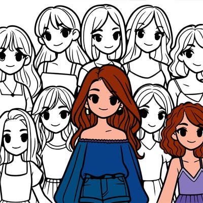 realistic girls in group