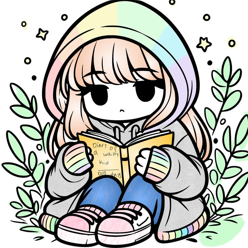 girl in oversized hoodie reading a book