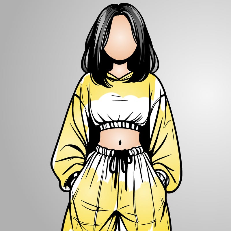 realistic girl faceless with baggy pants and a crop top