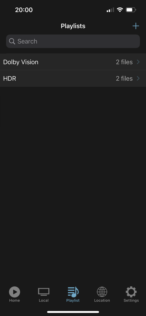 HD Playerモバイルアプリに、Dolby VisionおよびHDRコンテンツのビデオプレイリストが表示されています