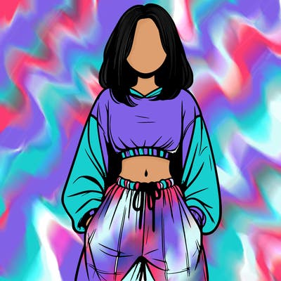 realistic girl faceless with baggy pants and a crop top