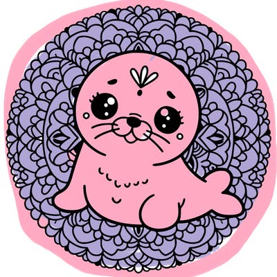 a cute baby seal mandala