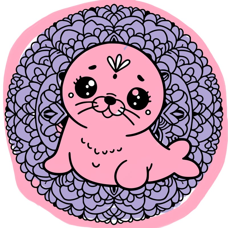 a cute baby seal mandala