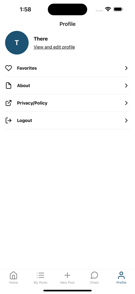 3ikary - A screenshot of the user profile page in the 3ikary real estate app displaying menu options like Favorites and Privacy Policy.