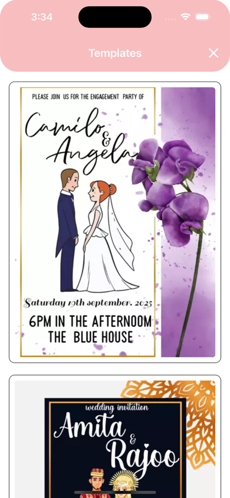 Wedding Invitations Maker - モバイルアプリ内のカスタマイズ可能なウェディングおよびエンゲージメント招待状テンプレートのコレクション