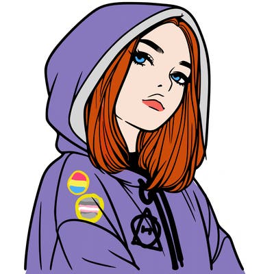 a realistic girl in a hoodie